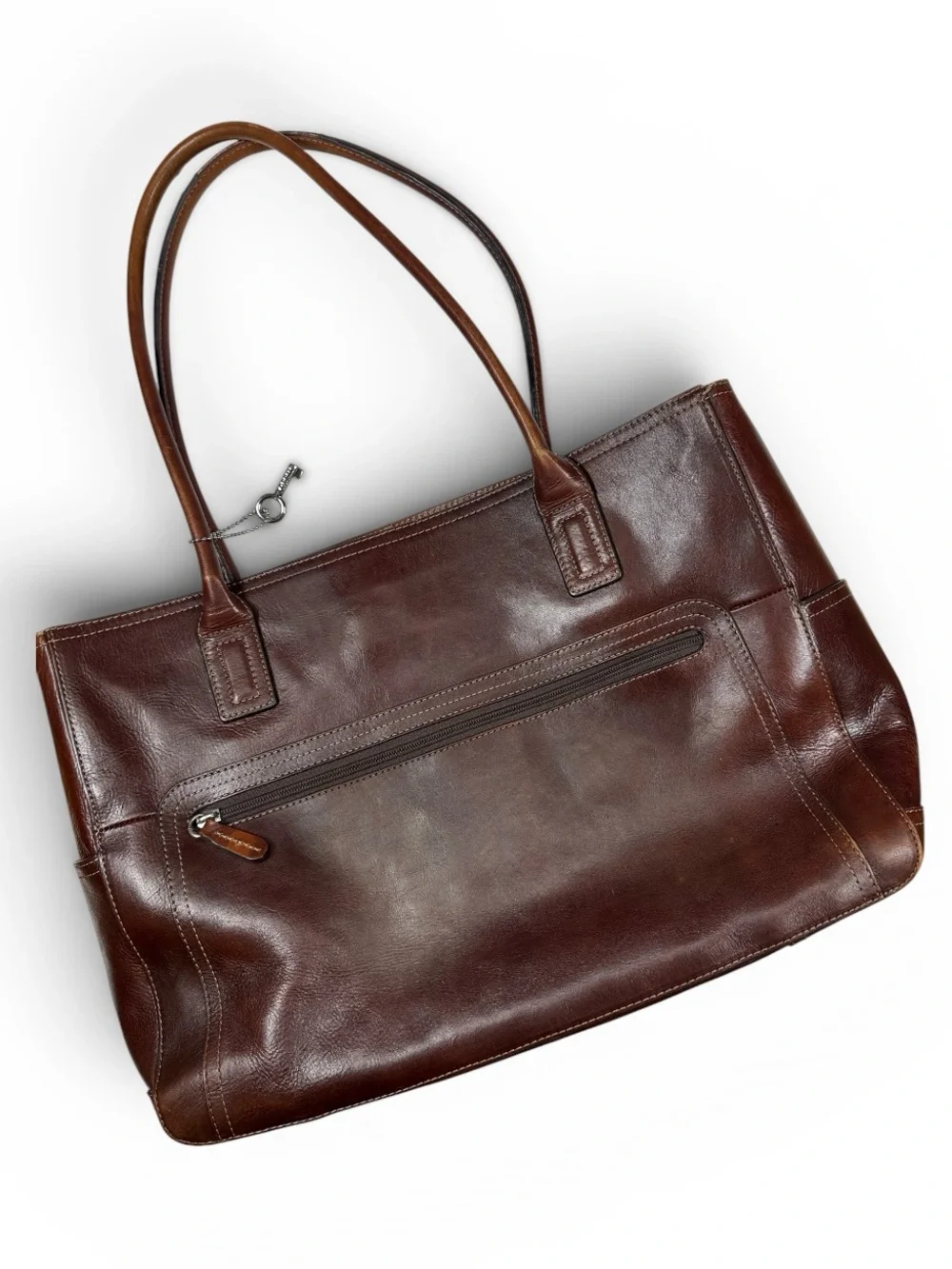Fossil Vintage Unisex Brown Leather Tote Work Business Bag